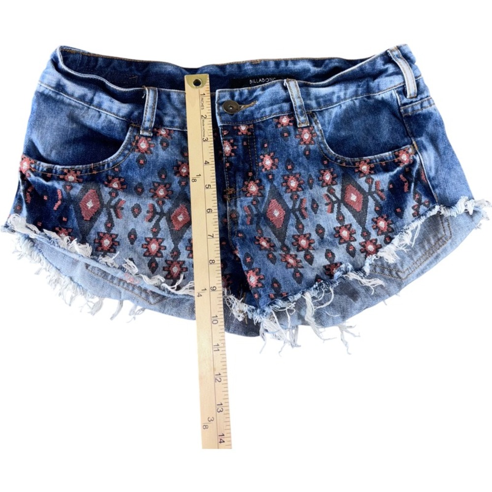 Billabong Denim Shorts Ladies Size 27 Floral Print Blue Cotton Festival - Picture 7 of 7